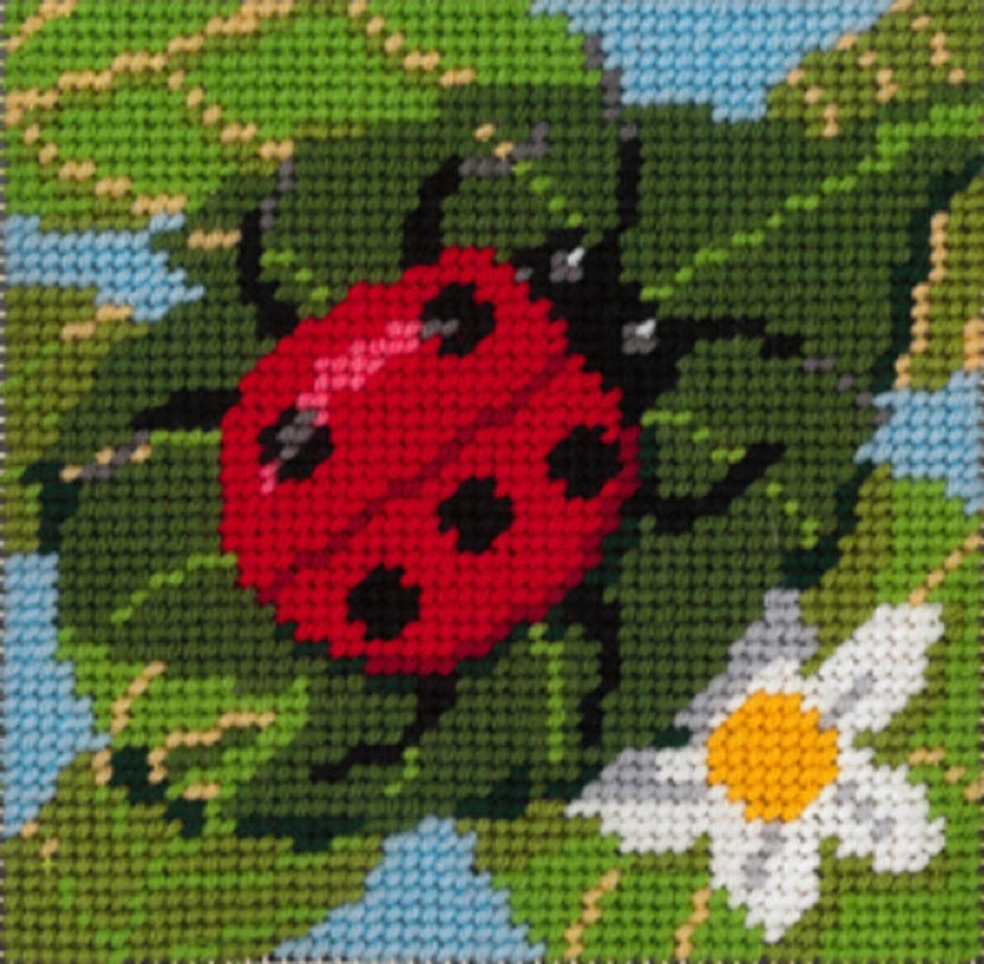 Needlepoint Quickpoint Kit Handpainted Sandra Gilmore Ladybug Etsy