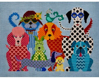 Needlepoint HandPainted JP Needlepoint Dog Gone Good 14x11