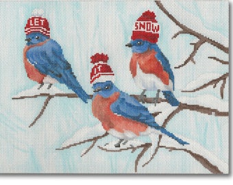 Needlepoint Handpainted CBK Let it Snow Birds 9x7