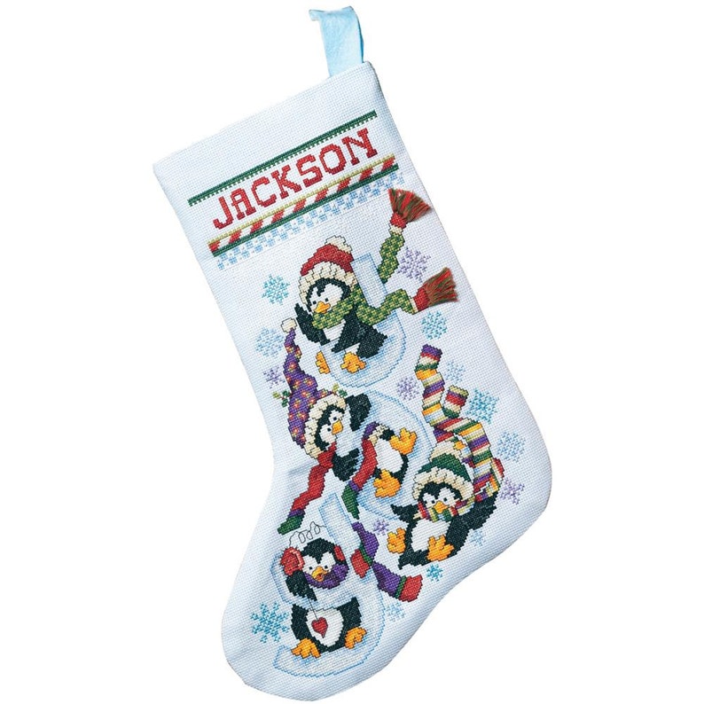 Counted Cross Stitch CHRISTMAS Stocking PENGUIN Joy Janlynn Etsy Counted Cross Stitch CHRISTMAS Stocking PENGUIN Joy Janlynn Etsy