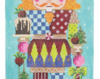 Needlepoint Handpainted Kelly Clark Cocoa and Cookies Nutcracker