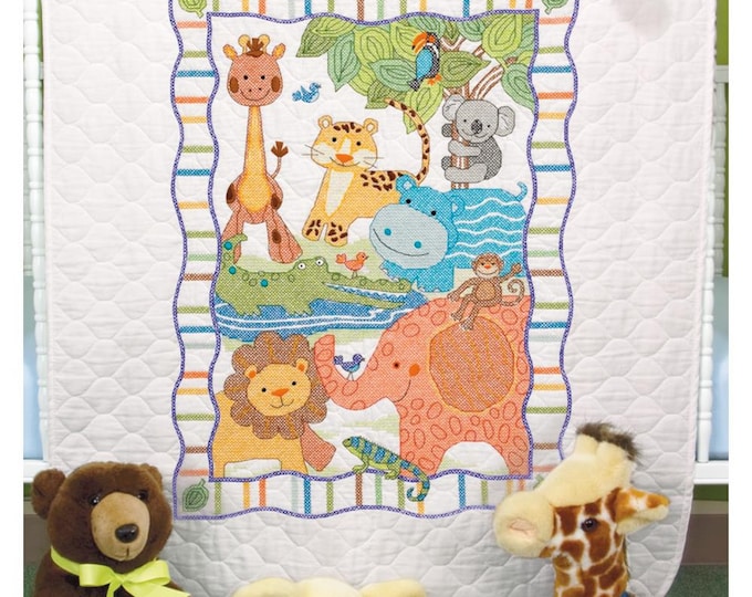 Cross Stitch KIT STAMPED Baby Quilt Dimensions Mod Zoo Etsy