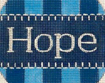 Needlepoint Handpainted Christmas Alice Peterson Hope Blue Gingham 4"