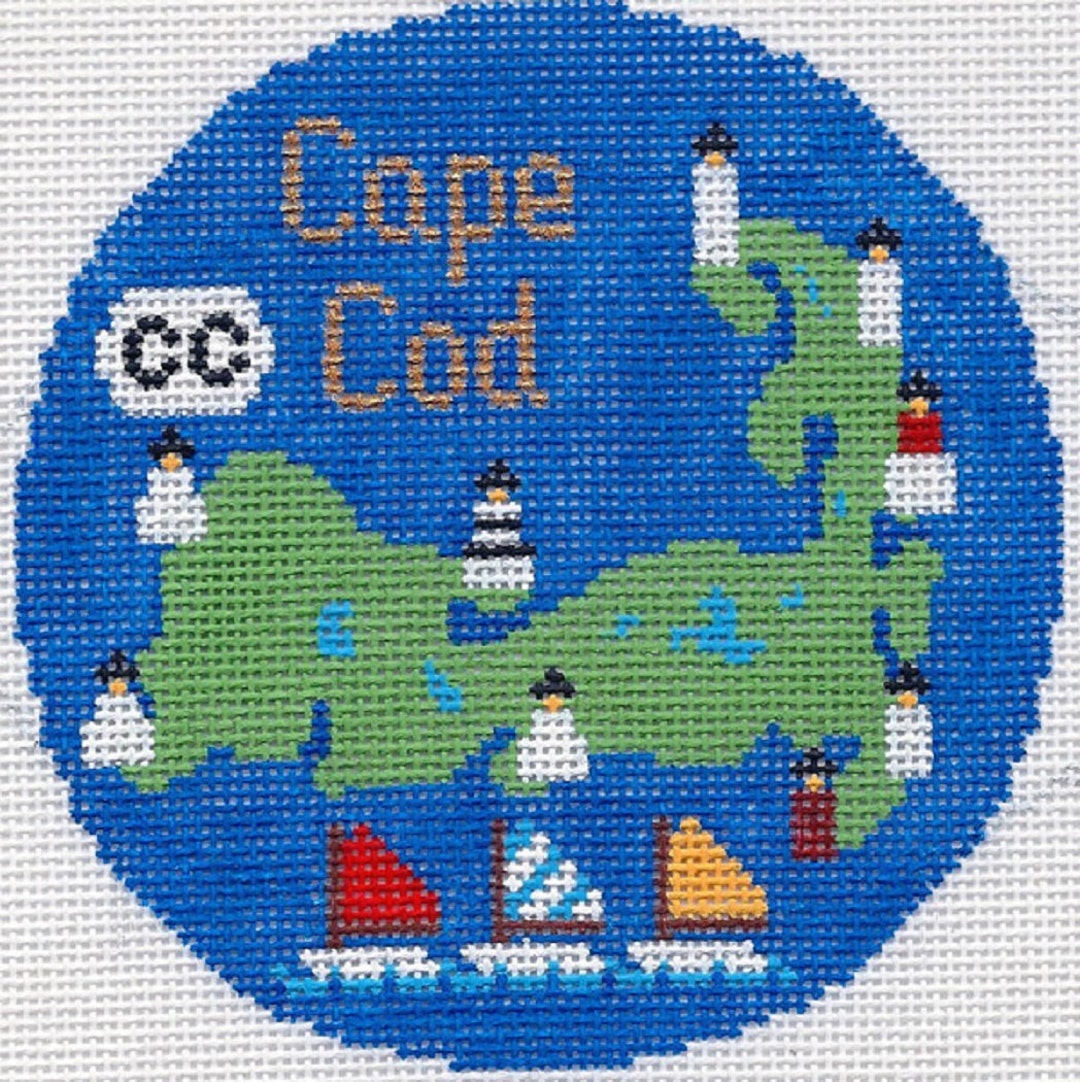 Needlepoint peint à la main Cape Cod Noël Argent Aiguille 4.25 Etsy