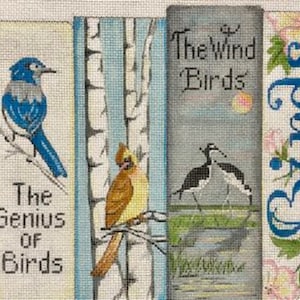 Needlepoint Handpainted Alice Peterson Bird Books 9x16