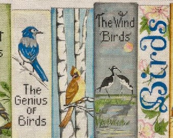 Needlepoint Handpainted Alice Peterson Bird Books 9x16