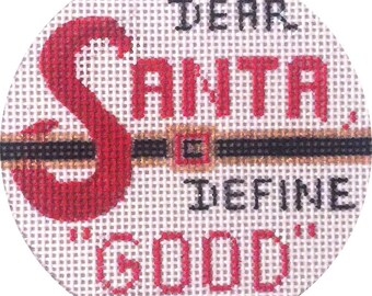 Needlepoint Handpainted Christmas Alice Peterson Dear Santa 4"