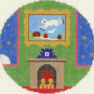 Needlepoint Handpainted Goodnight Moon Cow Jumping Over Moon 4.25"