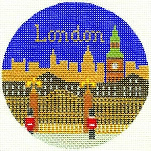 Needlepoint Handpainted London Silver Needle Christmas 4.25&quot;