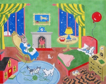 Needlepoint Handpainted Goodnight Moon Great Green Room 16x12