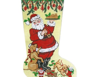 Medias navideñas de punto de aguja pintadas a mano de Lee, con dulces de Papá Noel, 23"