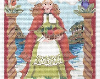 Needlepoint Handpainted Kelly Clark Rebekah Pilgrim w/ Stitch Guide