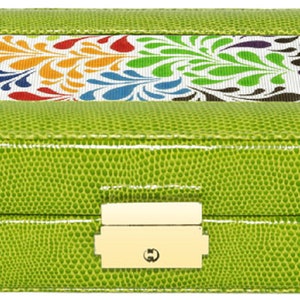 Needlepoint Lee Jewelry Case Green Leather - Canvas Sold Separately