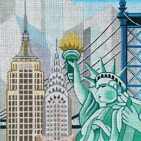 Needlepoint HandPainted Canvas Amanda Lawford NEW YORK Statue Etsy