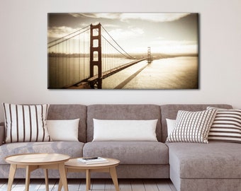 Living room decor San Francisco art Coastal art Canvas art Home decor wall art Fine art photography, Golden Gate Bridge
