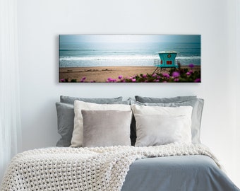 California Beach Lifeguard Tower Wall Art, Coastal Canvas Art, Large Artwork, Beach Decor, Fine Art Photography Panorama