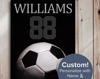 Personalized Soccer Gift, Soccer Player Gift for Girls and Boys, Custom Sports Wall Art with Name | Print, Canvas or Metal