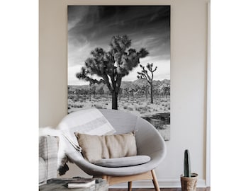 Joshua Tree, Desert Wall Art, Black & White Aesthetic Room Decor on Print, Canvas or Metal