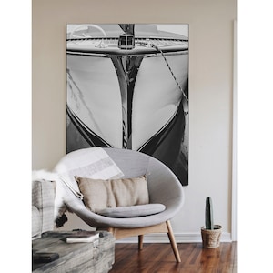 Black & White Vintage Boat Photography, Nautical Decor, Wooden Boat Wall Art, Lake House Decor on Print, Canvas or Metal