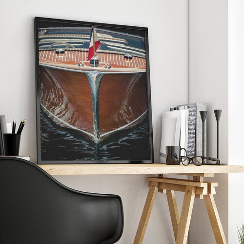 Vintage Wooden Boat Print Coastal Wall Art Lake House Decor Etsy