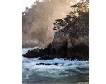 Misty Coastal Sunrise Ocean Wall Art, Big Sur California Wall Art Photography on Print, Canvas or Metal