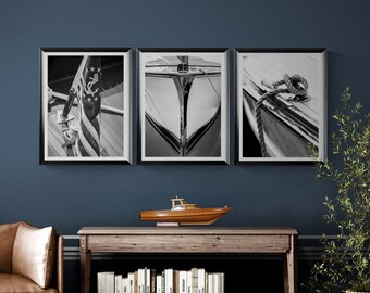 Nautical Decor, Vintage Wood Boat Print Set, Beach or Lake House Art | Print or Canvas