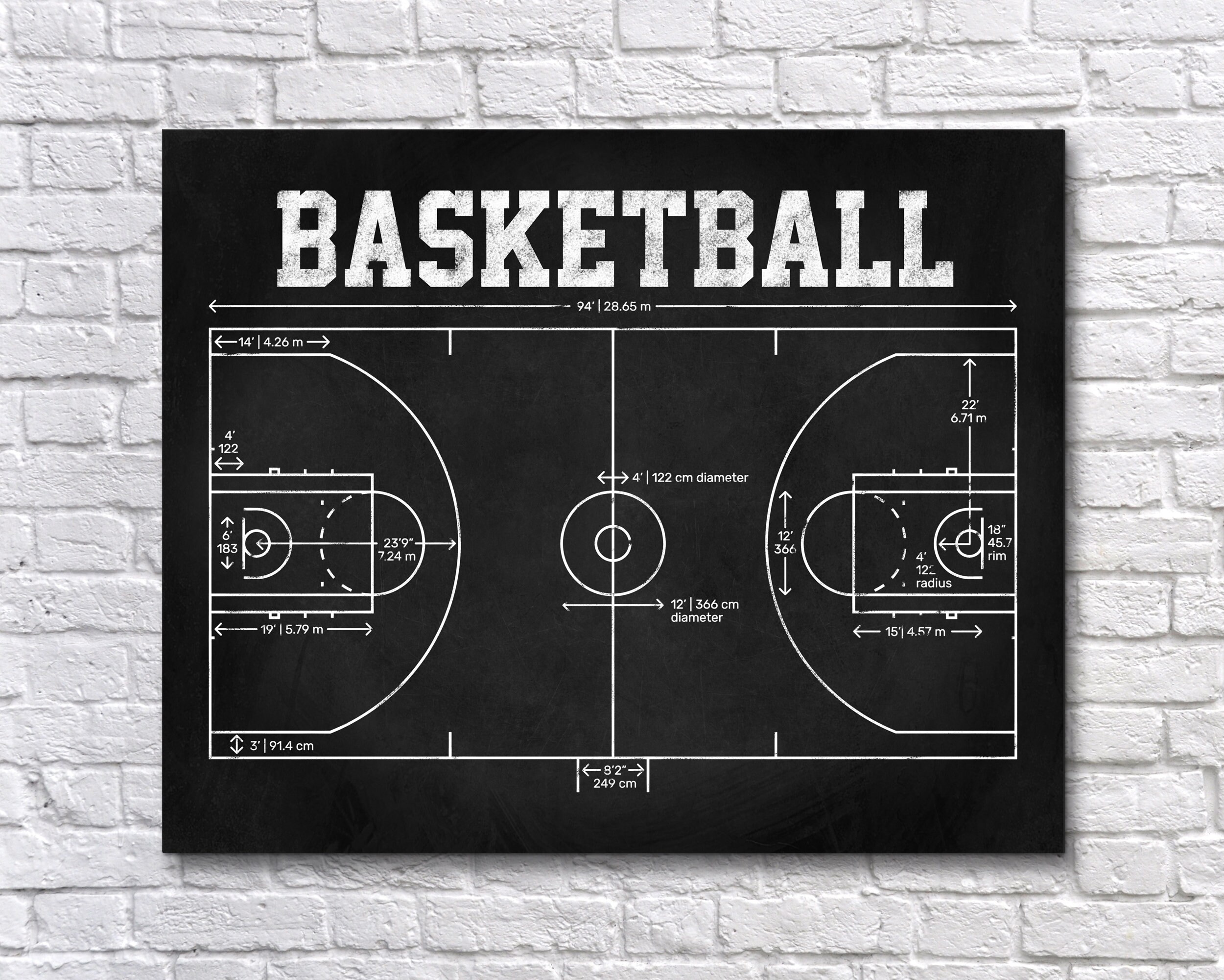 basketball court diagram labeled