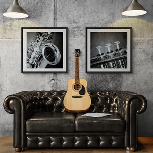 Music Decor, Jazz Art, Set of 2 Prints, Saxophone & Trumpet Wall Art Set image 5