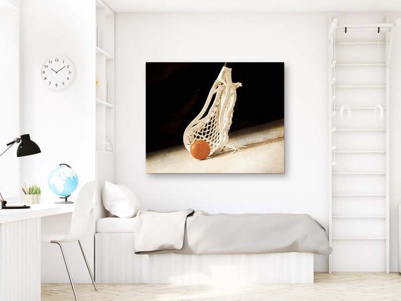 Locrosse Art Print with Vintage Finish, LAX Picture, Lacrosse decor for Boys or Girls room on Print, Canvas or Metal image 3