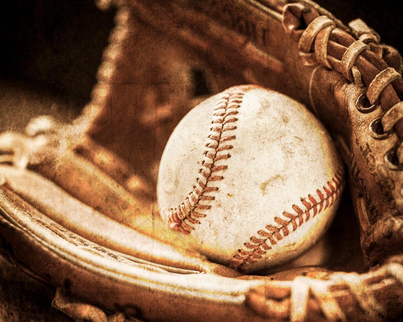 Baseball Art, Baseball Picture, Sports Wall Art, Vintage Baseball Boys Room Decor in Print, Canvas and Metal 画像 1