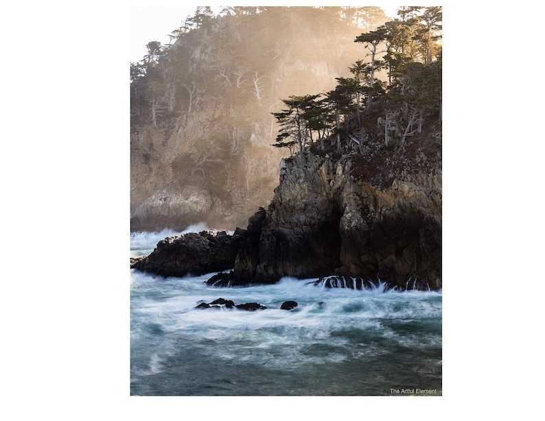 Misty Coastal Sunrise Ocean Wall Art, Big Sur California Wall Art Photography on Print, Canvas or Metal image 1