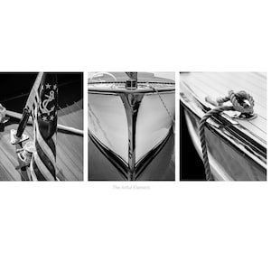 Nautical Decor, Vintage Boat Print Set, Vintage Wooden Boat, Lake House Art, Set of 3 Prints