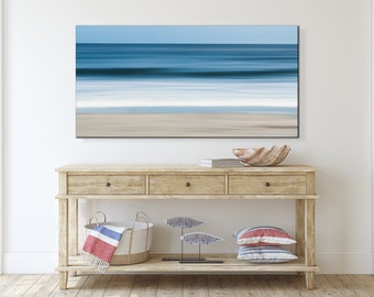 Ocean Waves Coastal Wall Art, Abstract Seascape Print, Beach decor, Panoramic Ocean Art on Print or Canvas