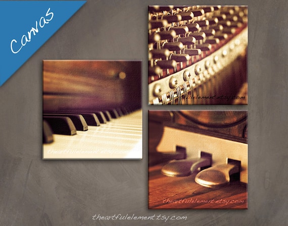 Music room décor, Piano art, Canvas Wall art set, Musician gifts, Piano gifts, Music photography, Set of 3 / Piano set