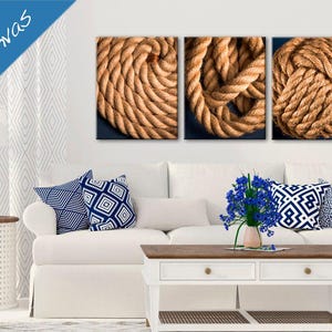 Beach house decor, Nautical decor, Coastal art, Canvas art, Lake house decor, boat art sailing, Nautical rope canvas set
