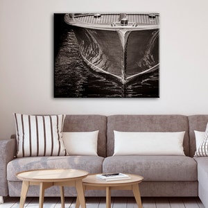 Vintage Boat Photograph, Lake House Decor, Nautical Decor on Print, Canvas or Metal, Large wall art, Classic Coastal art image 6