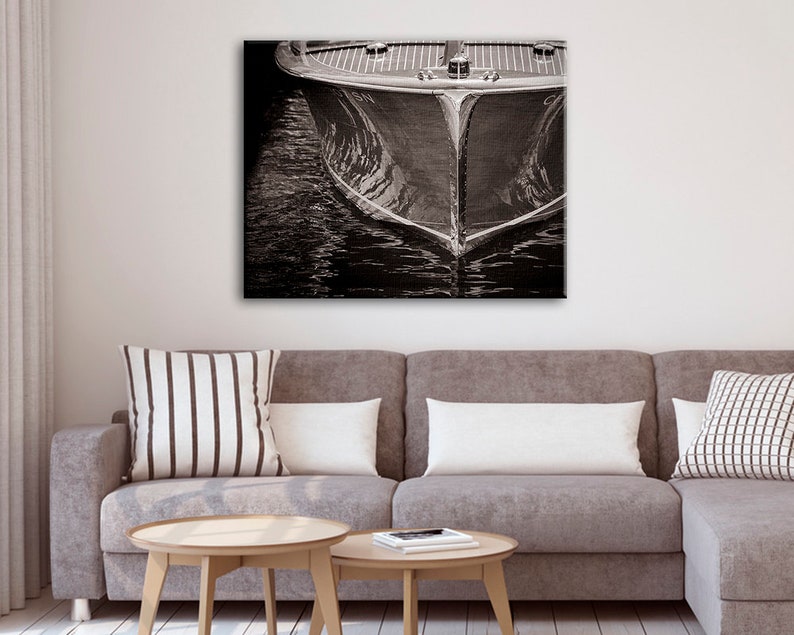 Vintage Boat Photograph, Lake House Decor, Nautical Decor on Print, Canvas or Metal, Large wall art, Classic Coastal art image 6