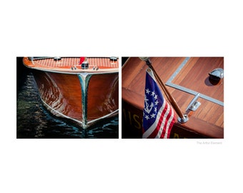 Nautical Art, Wooden Boat Print Set, Lake house decor, Coastal home decor, Boat Photography Set of 2 Prints