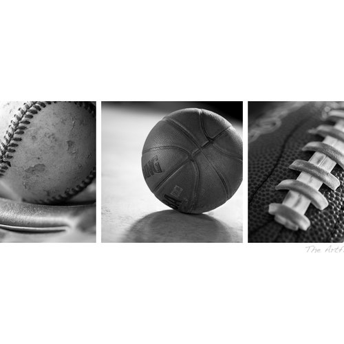 Sports Wall Art Set of 3 Sports Prints Basketball Football Etsy