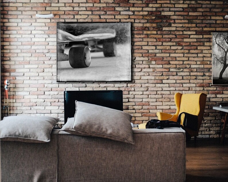 Skateboard Art, Black and White Photography, Skater Art, Skateboarding, Grunge, Teen Boy Wall Art, Kids Room Decor image 3