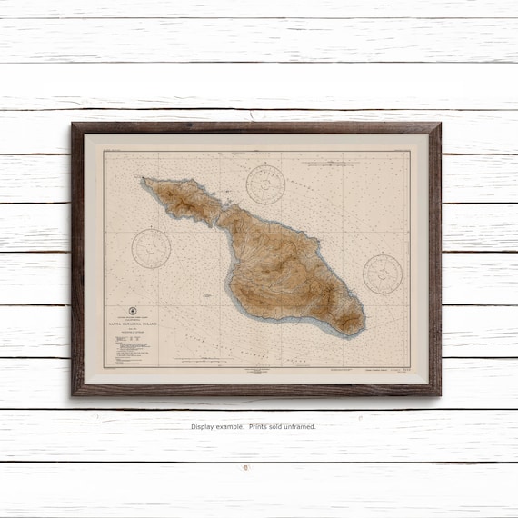 Nautical Map of Santa Catalina Island, Vintage Nautical Chart, California Beach House Decor, Antique Map Wall Art | Print or Canvas