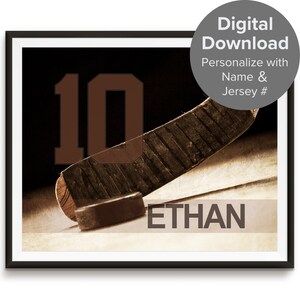 Personalized Hockey PRINTABLE Art, Hockey Gift with Name, Digital Download Print at Home Sports Decor Boys & Girls Room