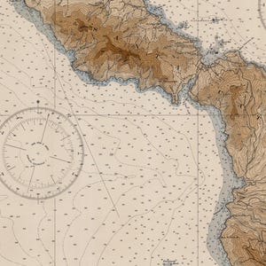 Nautical Map of Santa Catalina Island, Vintage Nautical Chart, California Beach House Decor, Antique Map Wall Art | Print or Canvas image 4