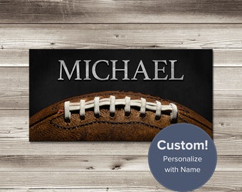 Personalized Football Wall Art, Football Gift for Players, Football Sports Decor for Teen Boys Personalized with Name on Print or Canvas