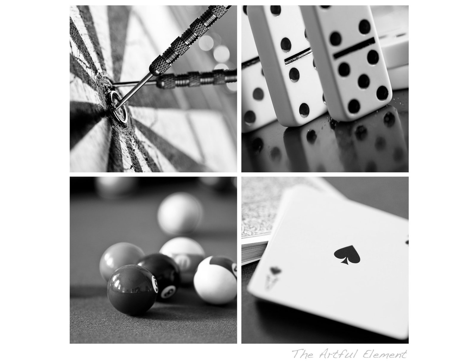 Game Room Art Prints Set Of 4 Home Decor Wall Art Billiard Etsy