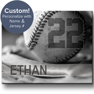 Personalized Baseball Art, Sports Wall Decor with Name, Baseball Gift on Print, Canvas and Metal, Sports Art Boys Room