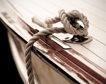 Lake house decor, Boat Photography, Nautical wall decor, Canvas Art, Boat Print, Boating decor,  Rope & Cleat