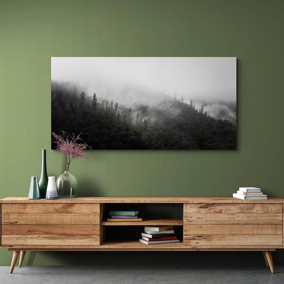 Foggy Forest Print, Mountain Art Landscape Wall Art on Print or Canvas ...