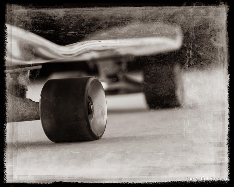Skateboard Art, Black and White Photography, Skater Art, Skateboarding, Grunge, Teen Boy Wall Art, Kids Room Decor image 2