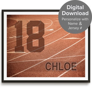 Personalized Track and Field PRINTABLE Art, Track Gift with Name, Digital Download Print at Home Sports Decor Boys & Girls Room